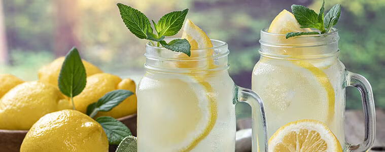 Image of glasses with fresh lemonade and mint