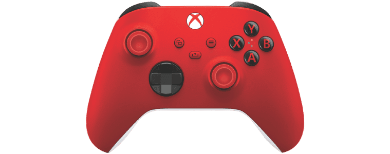 Front on image of an Xbox Wireless Controller in colour red