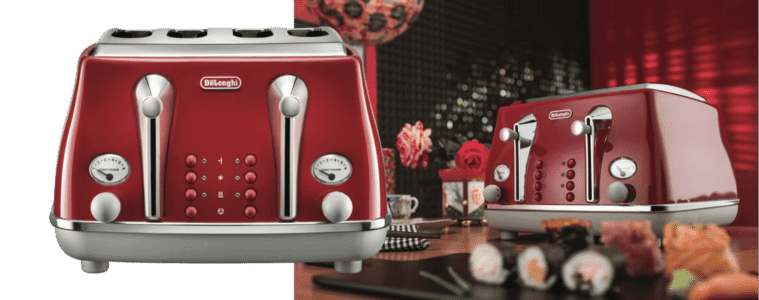 Product image of Delonghi Icona Capital 4 slice toaster in Tokyo Red