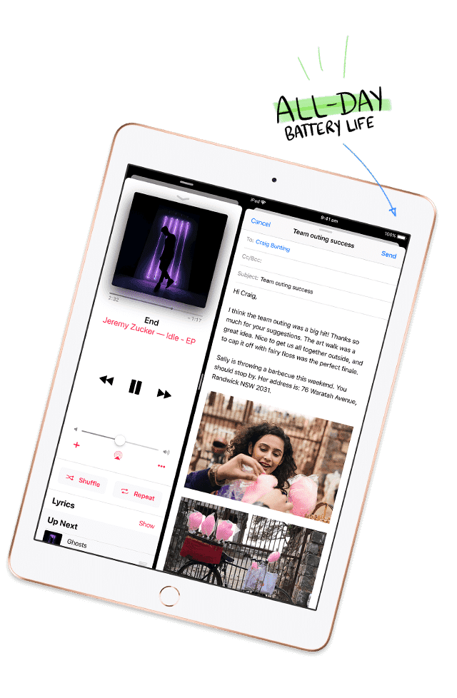 Apple iPads offer 10 hours battery life so you can do so much in a day. Shop now at The Good Guys.