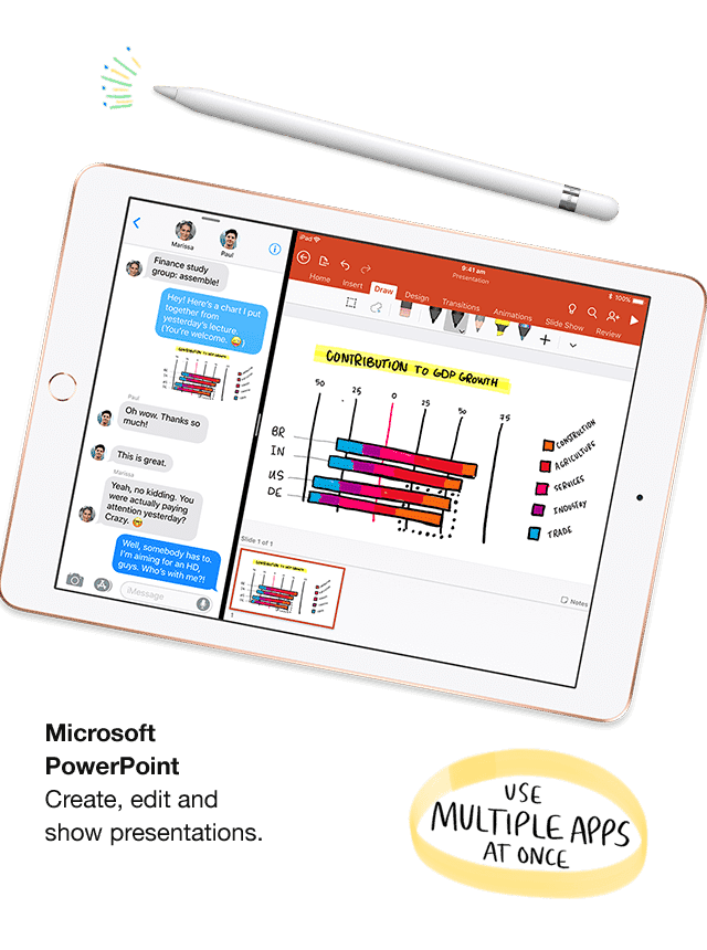 With the new Apple iPad, you can use different apps all at once. Shop now at The Good Guys.