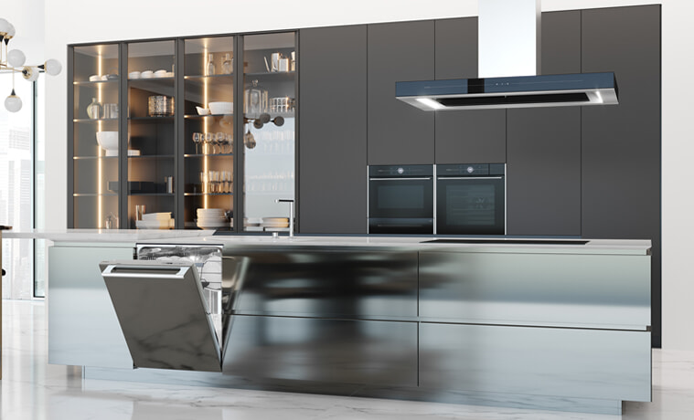 ASKO Modern kitchen with ovens, dishwasher and rangehood