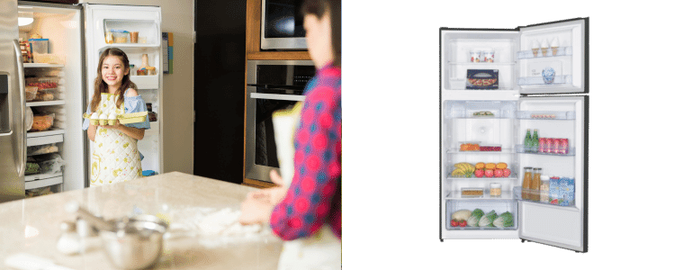 A girl looking in a fridge