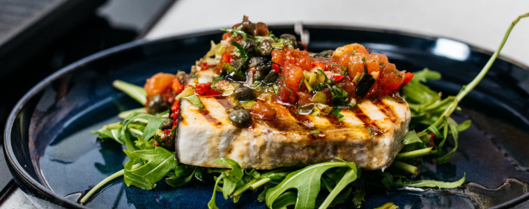 Haiers Recipe for grilled swordfish cooked on the Haier induction cooktop