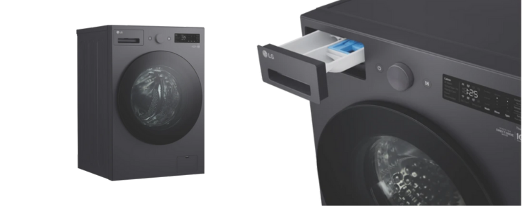 closeup of the LG front load washer 