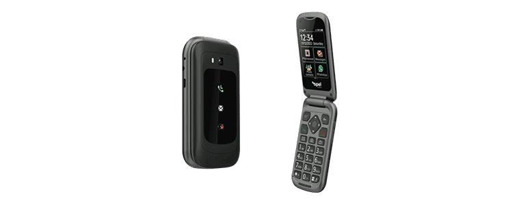A product shot of the Opel Touch Flip 4G Phone