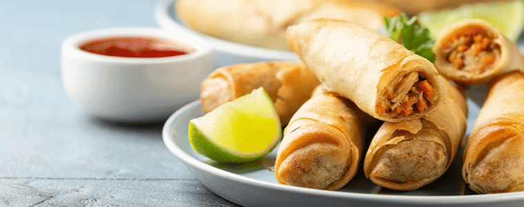 Tefals Oil Free Spring Rolls Cooked in an airfryer 
