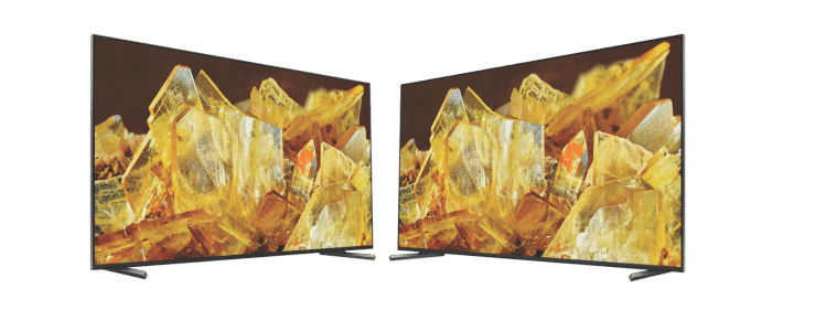 Product image of the Sony 65" X90L TV shown on an angle from the left and right.