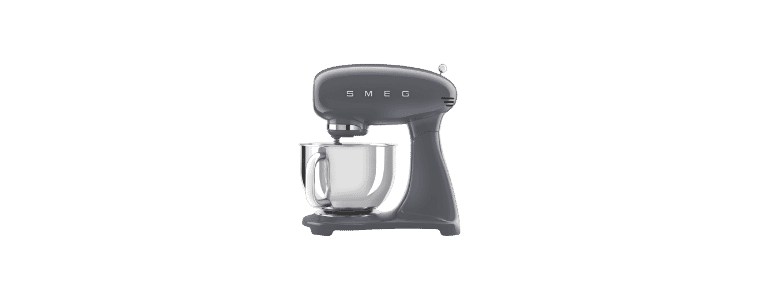 Side on image of a Smeg 50's Style Stand Mixer Slate Grey