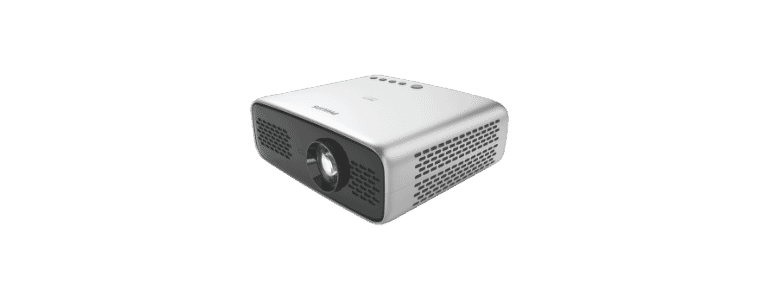 Side on angle image of a Philips NeoPix ULTRA2TV Android TV Projector