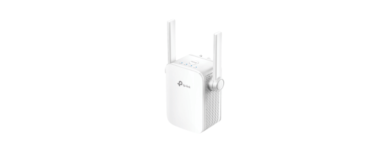 Side on angle image of a TP-LINK AC1200 Wi-Fi Range Extender 