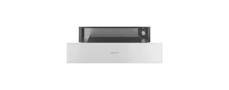 Front on image of a Smeg 15cm Linea Warming Drawer White