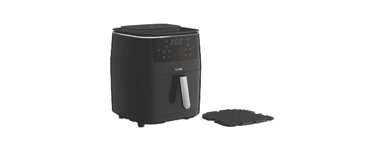 Side on angle image of a Tefal Easy Fry Grill & Steam XXL Air Fryer