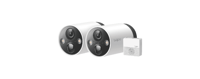 Front on image of a TP-LINK 2K Wire-Free Security Camera System w/Hub (2-pack)
