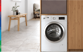 Bosch washing machine in European laundry. 