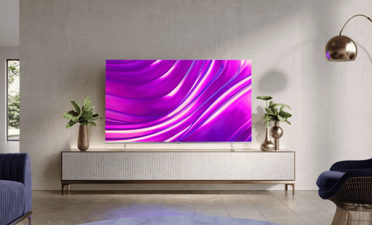 Hisense TV product image in a living room of a house 