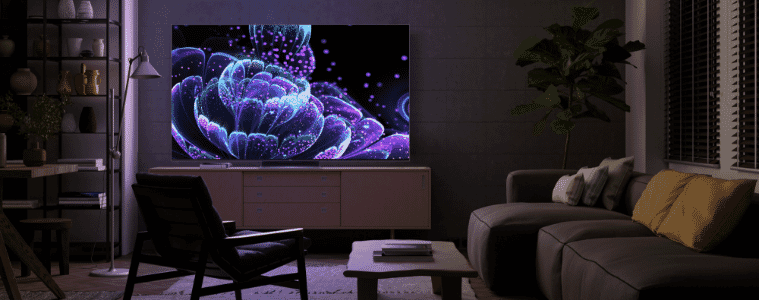 TCL TV lighting up a living room