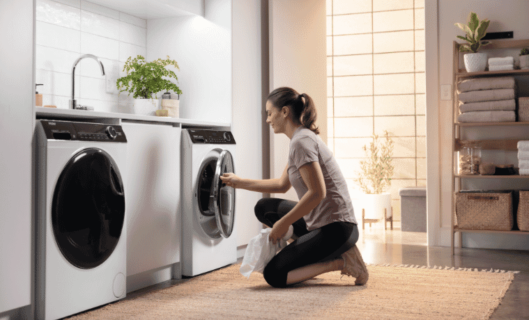 laundry with Haier washer and dryer