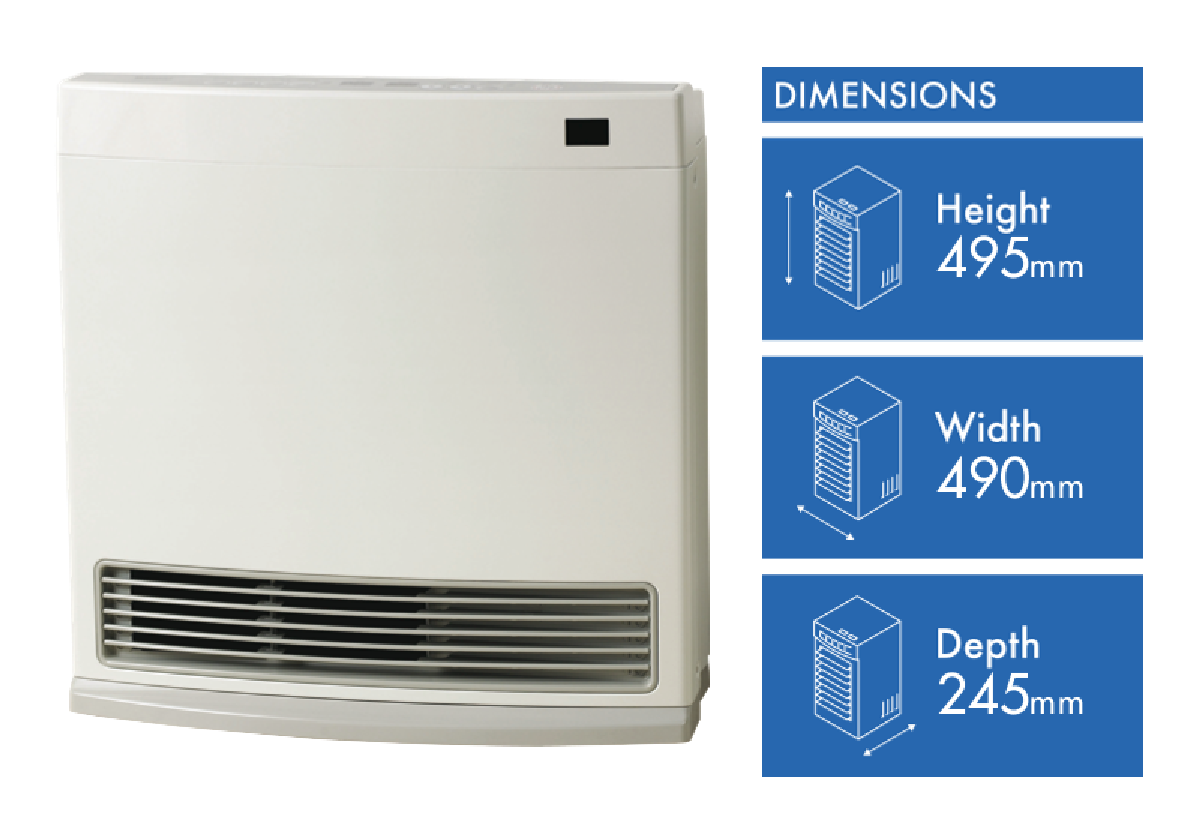 RinnaiDynamo 15MJ NG White Heater Unflued