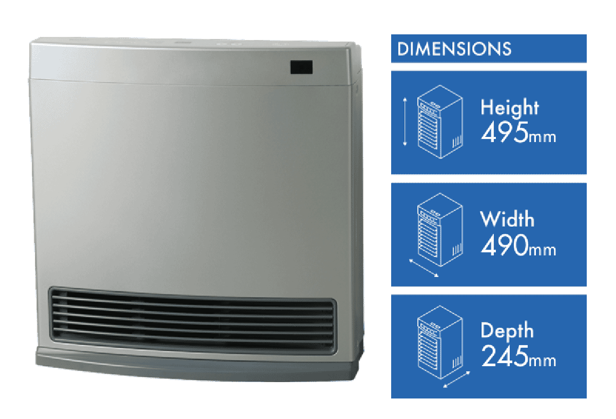 Rinnai Dynamo 15MJ NG Silver Heater Unflued
