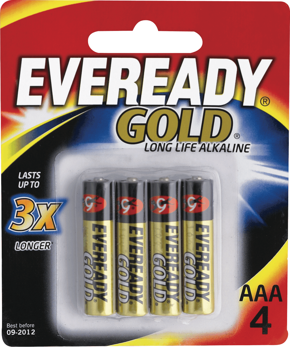 Eveready E300577300 Gold AAA Batteries 4 Pack A92BP4 at The Good Guys