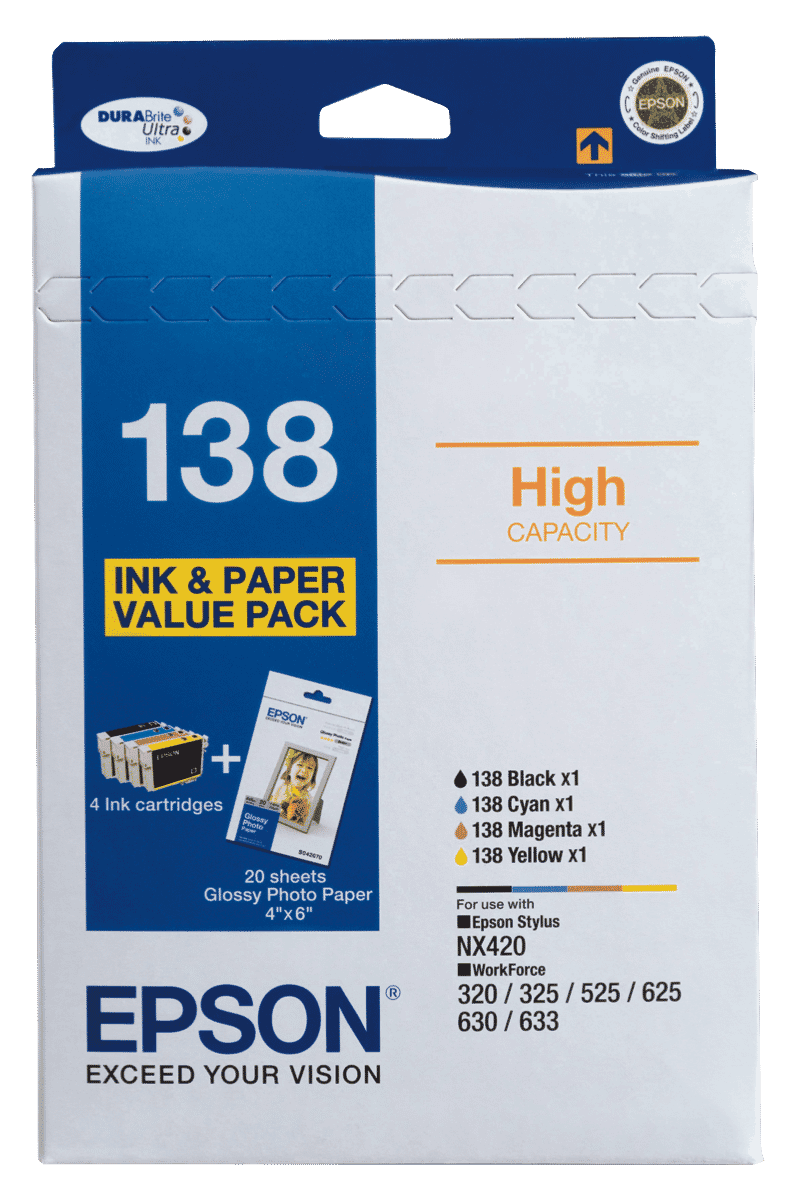 Epson 138 Xl Ink Cartridge 4 Pack T138695 0668