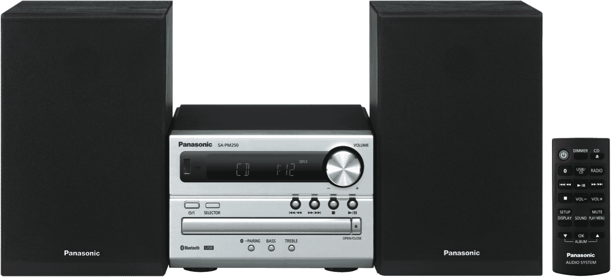 Panasonic Micro HiFi Stereo System CD Player FM Radio Bluetooth 20W SCPM250EBS 