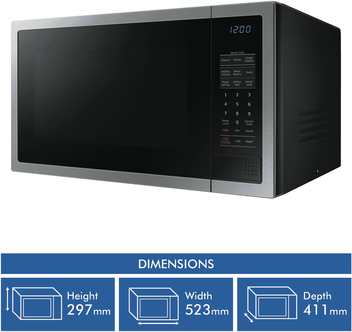 Samsung ME6124ST-1 34L 1000W Stainless Steel Microwave At The Good Guys