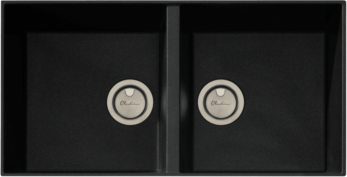 Oliveri Santorini Double Bowl Undermount Black Granite Sink