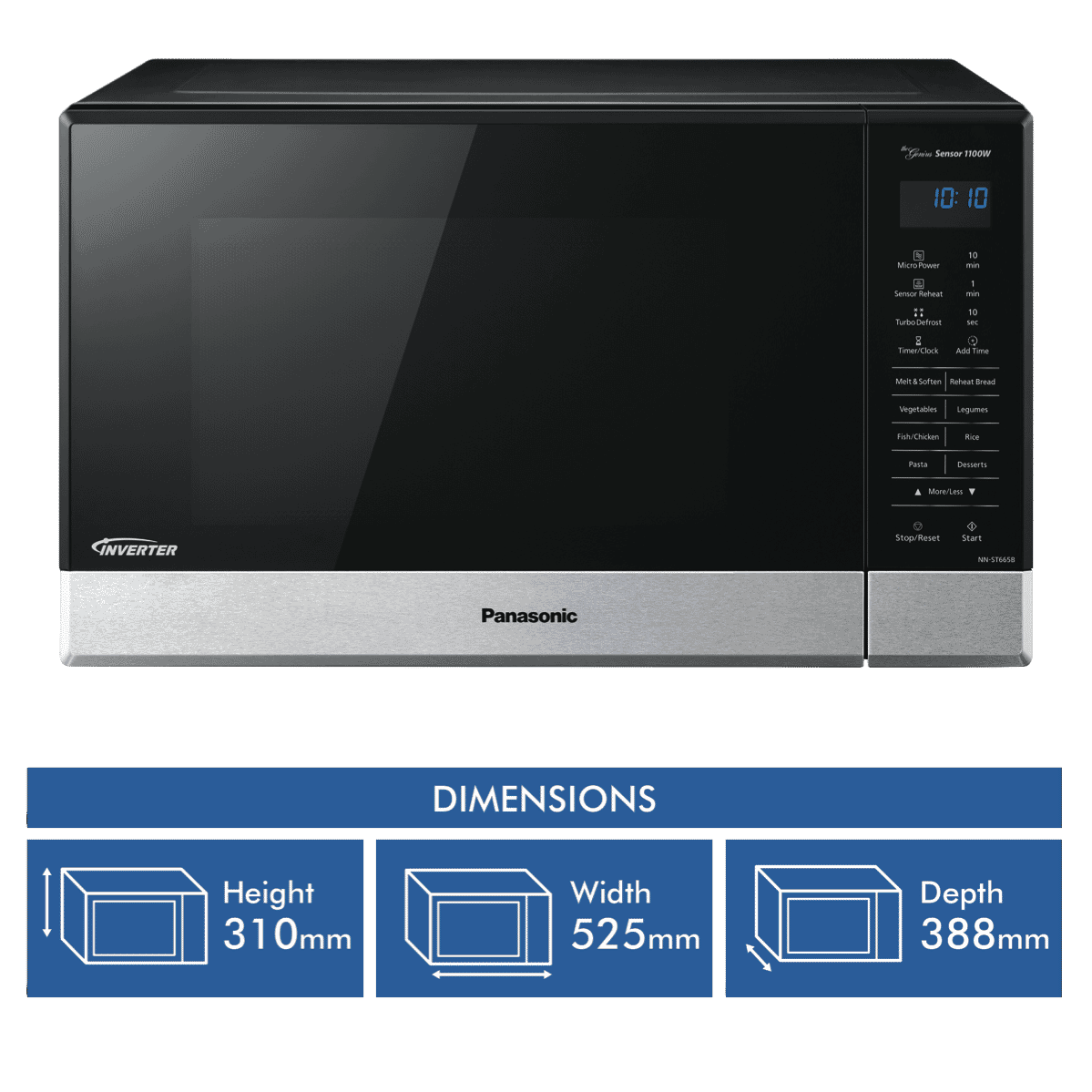 Panasonic NNST665BQPQ 32L Inverter Sensor Microwave Black & Stainless