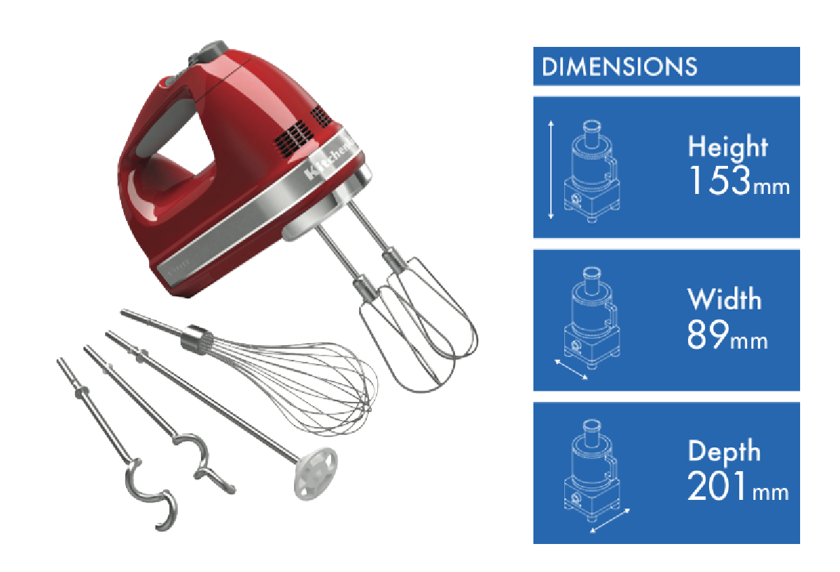 KitchenAid Artisan 9 Speed Hand Mixer Red 5KHM926AER