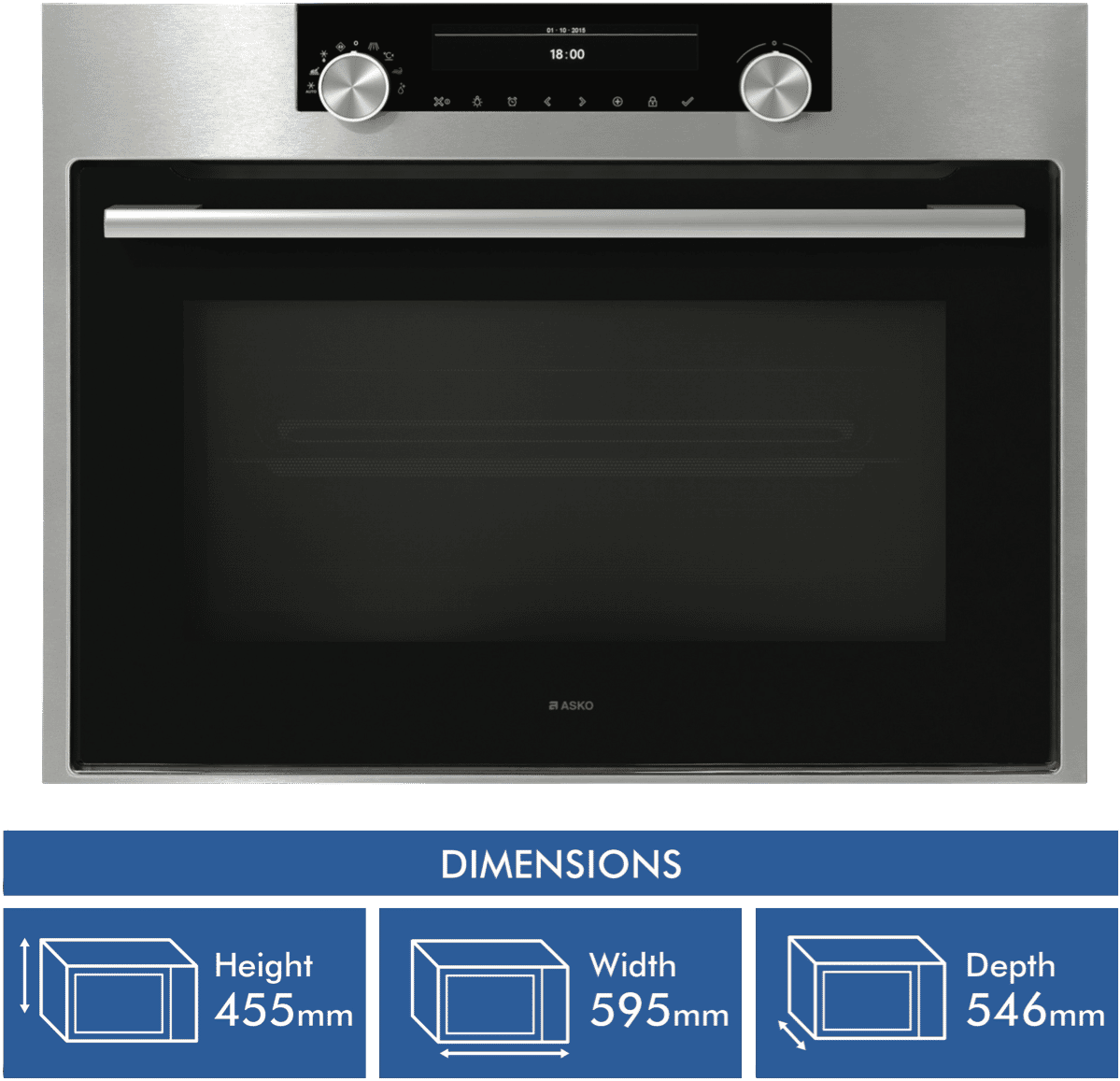 ASKO 45cm Combination Microwave Oven Stainless Steel OCM8487S