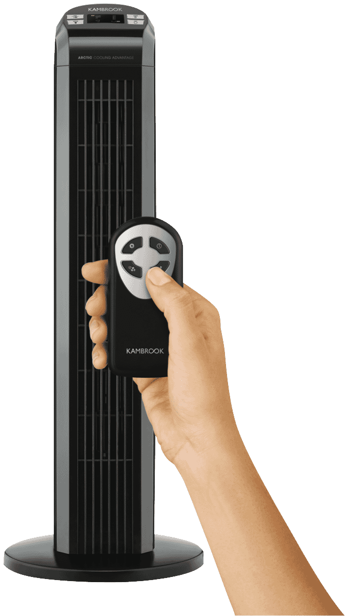 Kambrook 77cm Arctic Black Tower Fan with Remote KTF816BLK