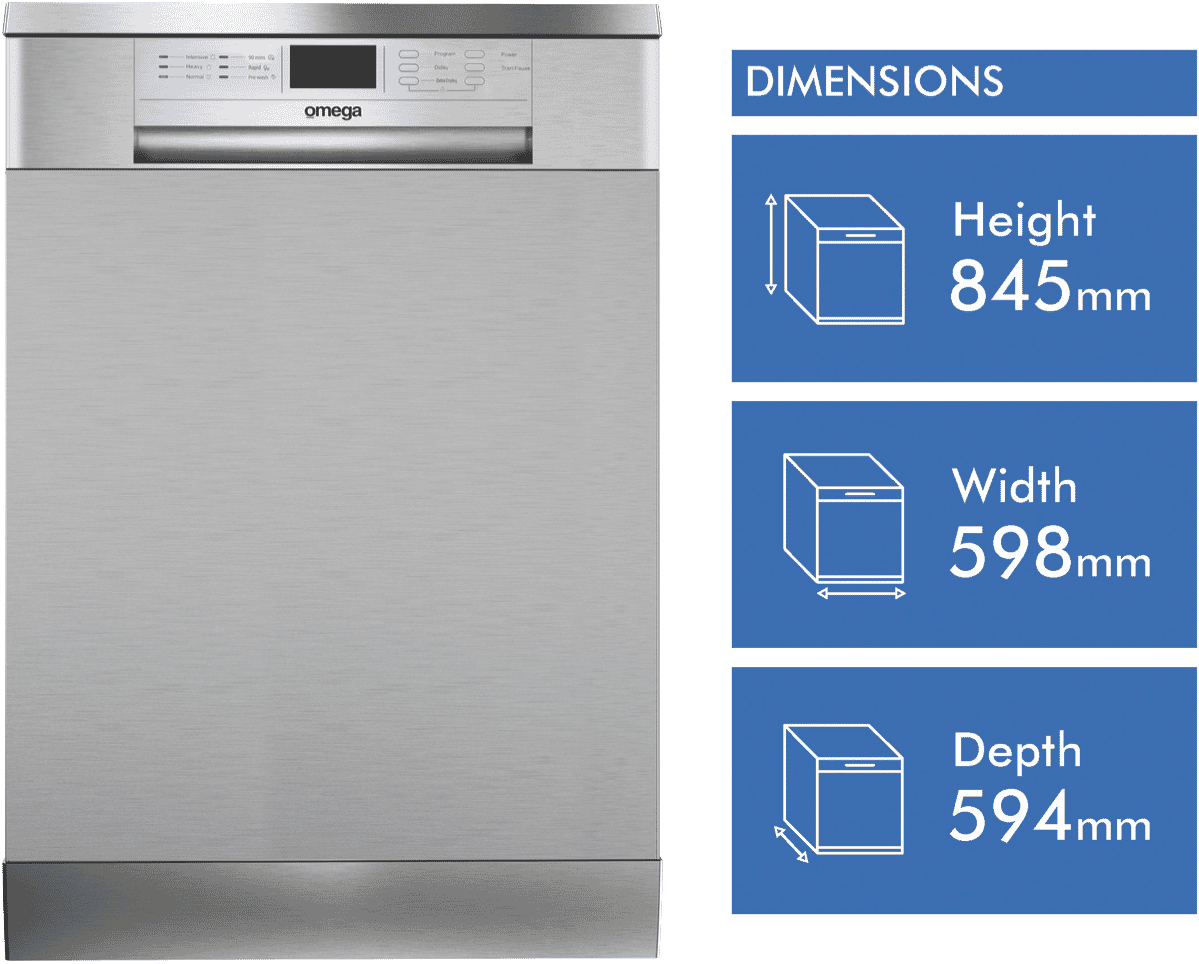 omega stainless steel freestanding dishwasher odw702x