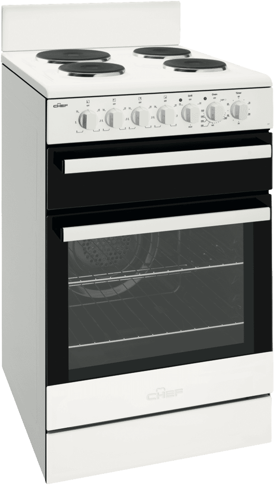 Chef Cfe537wb 54cm Electric Upright Cooker At The Good Guys