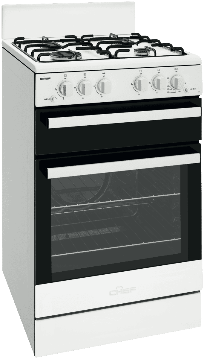 Chef CFG503WBNG 54cm NG Gas upright Cooker at The Good Guys