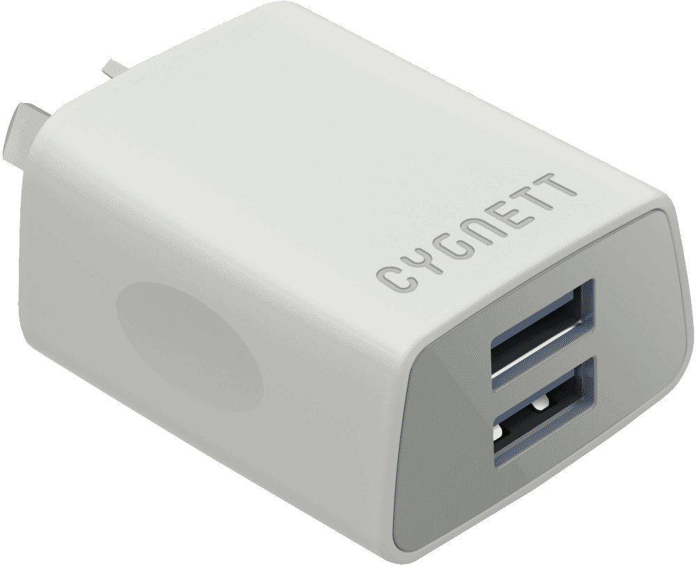Cygnett 2.4A Dual USB Wall Charger - White