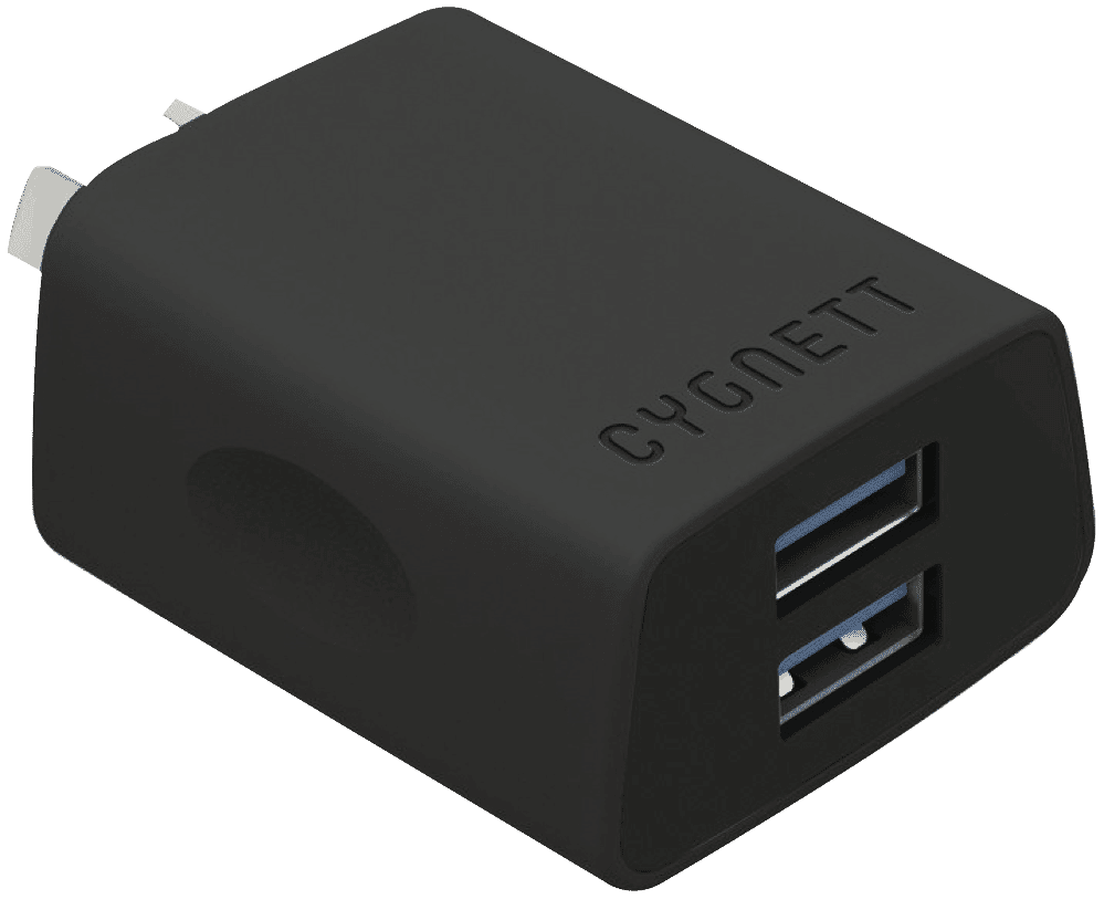 Cygnett 2.4A Dual USB Wall Charger - Black