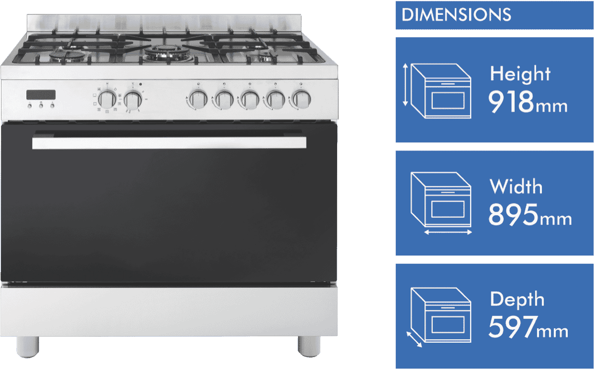 InAlto RU9EGB 90cm Dual Fuel Upright Cooker at The Good Guys