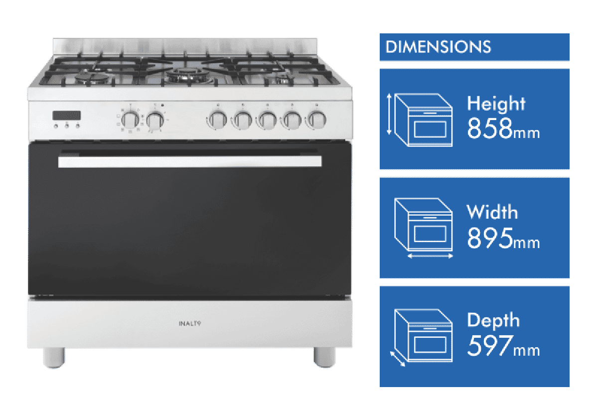 InAlto RU9EGB 90cm Dual Fuel Upright Cooker at The Good Guys