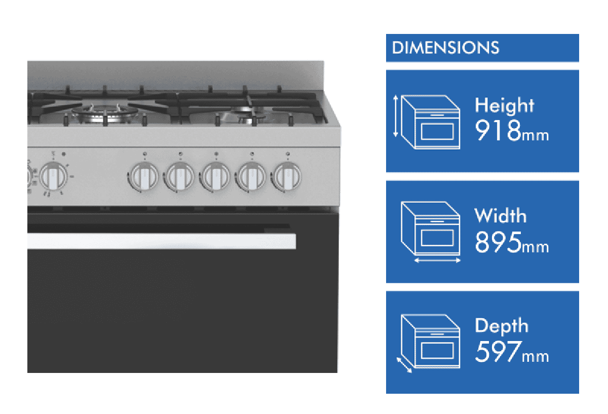 InAlto 90cm Dual Fuel Upright Cooker RU9EGB.1