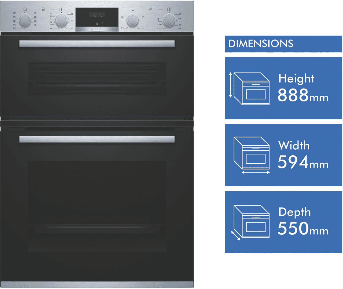 Bosch MBA534BS0A 60cm Double Oven at The Good Guys