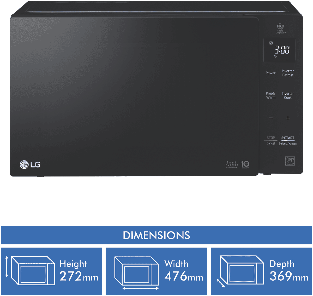 LG MS2336DB 23L 1000W NeoChef Smart Inverter Black Microwave at The