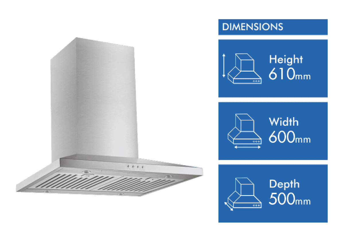 Emilia 60cm Slim Line Canopy Rangehood