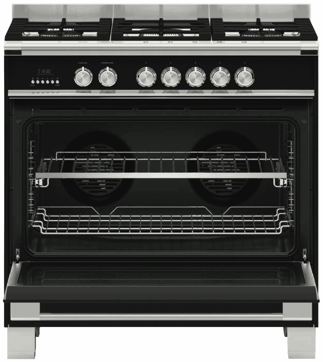 Fisher & Paykel OR90SCG4B1 90cm Dual Fuel Freestanding Cooker Black at