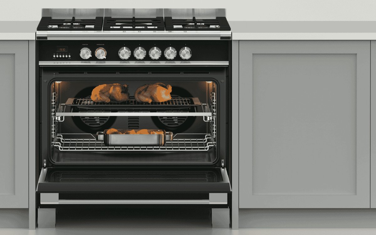 Fisher & Paykel OR90SCG4B1 90cm Dual Fuel Freestanding Cooker Black at