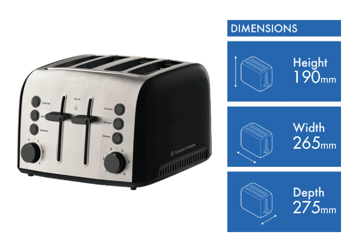 Russell Hobbs Brooklyn 4 Slice Toaster - Black