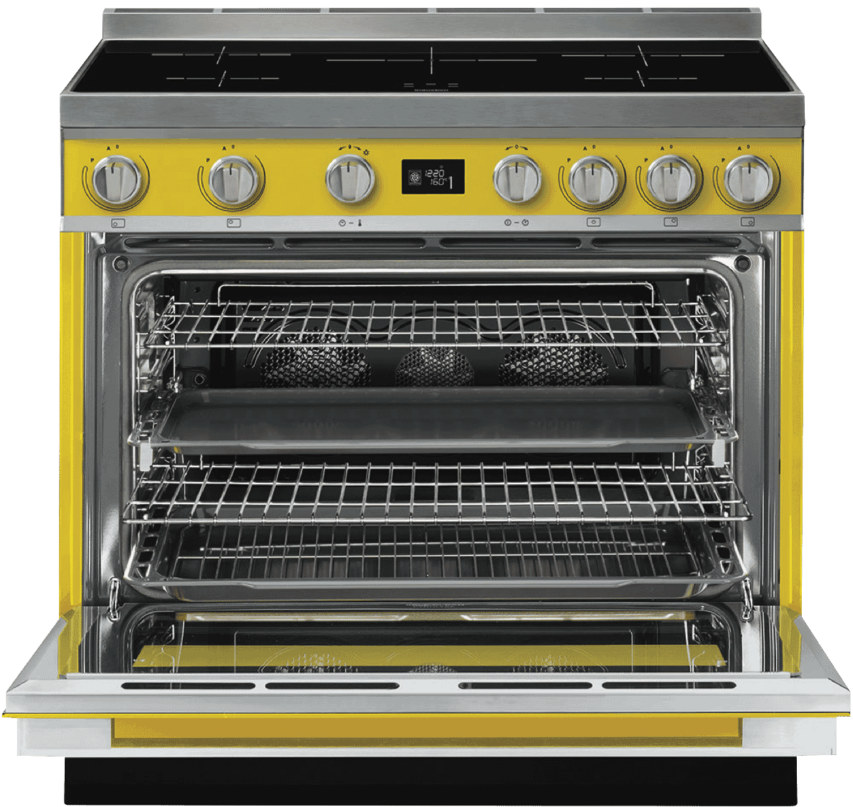 Smeg CPF9IPYW Portofino 90cm Induction Upright Cooker Yellow at The Good Guys