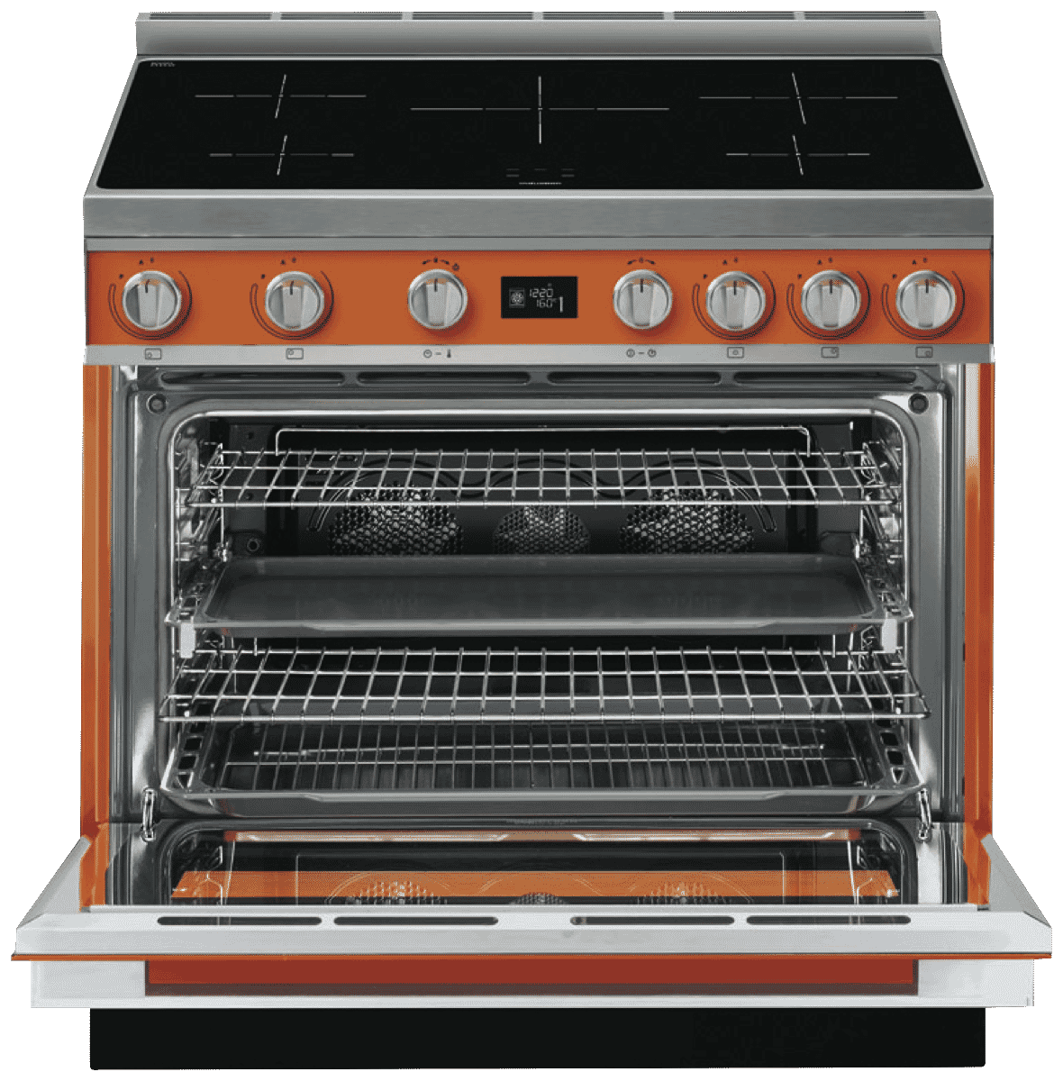 Smeg CPF9IPOR Portofino 90cm Induction Upright Cooker Orange at The
