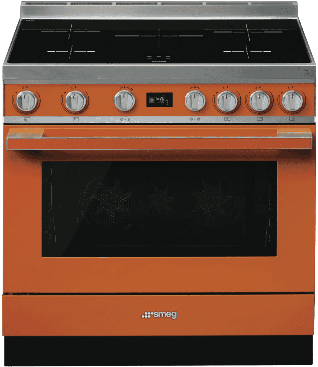 Smeg CPF9IPOR Portofino 90cm Induction Upright Cooker Orange at The